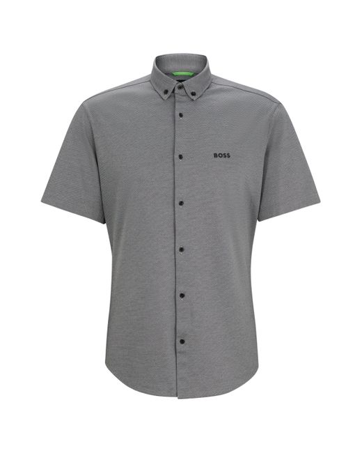 Chemise Regular Fit en jersey de piqué de coton Boss pour homme en coloris Gray