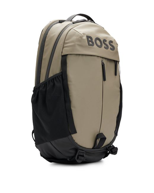 Boss Gray Faux-leather Backpack With Logo Details for men