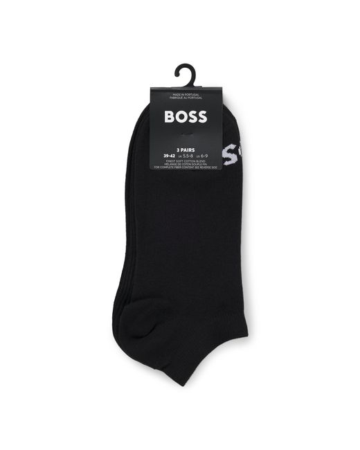 Boss Black Three-Pack Of Ankle-Length Socks With Contrast Logos