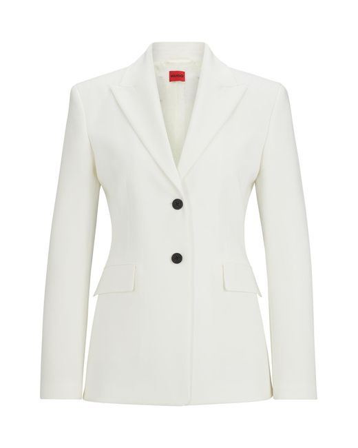 HUGO White Slim-fit Jacket In Stretch Fabric