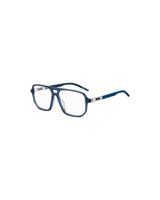 HUGO Blue Acetate Optical Frames With Cut-Out Logo for men