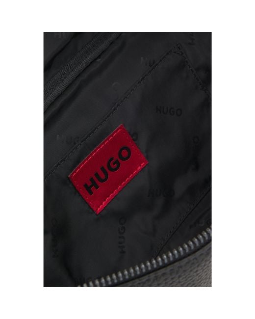 HUGO Black Grained Belt Bag With Logo Patch for men