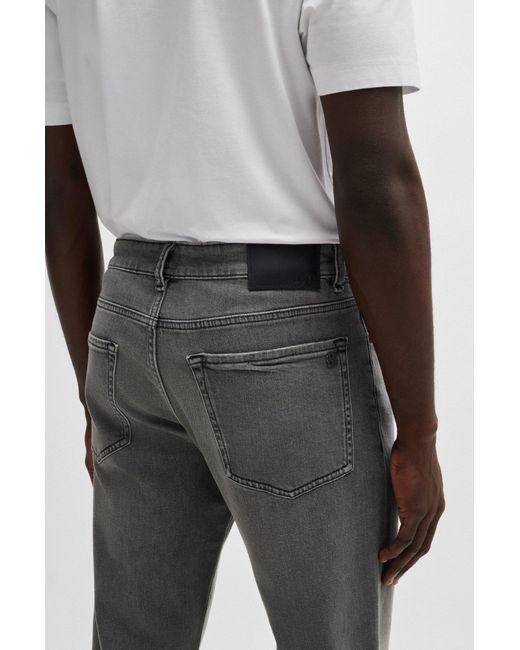 Boss Gray Regular-fit Jeans In Grey Comfort-stretch Denim for men