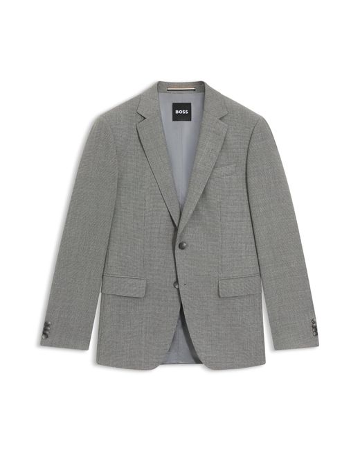 Boss Slim-Fit Blazer Van Stretchwol Met Dessin in het Gray voor heren