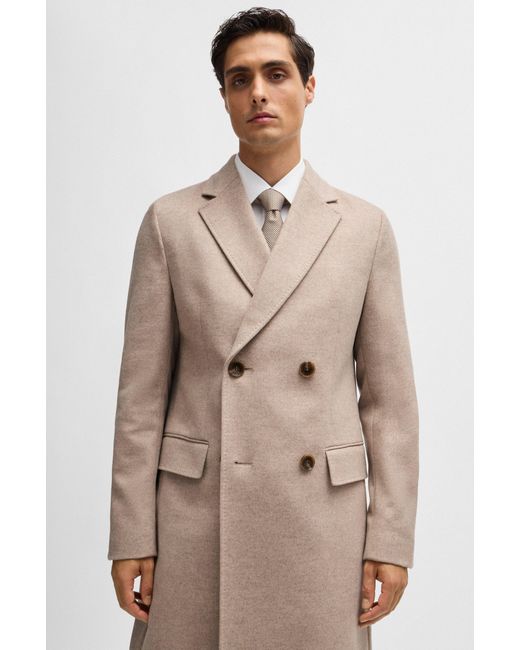 Boss Natural Slim-fit Coat In Wool With Cashmere for men