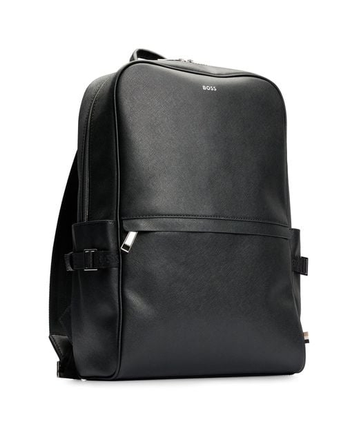 Boss Black Backpack With Signature Stripe And Logo Detail for men
