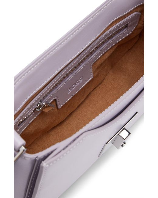 Boss Purple Leather Saddle Bag With Signature Hardware And Monogram