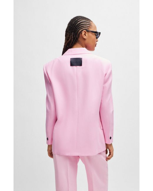 HUGO Oversized-fit Blazer Van Stretchmateriaal Met Linnen in het Pink