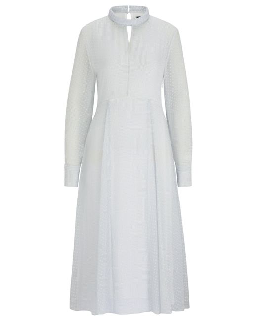 Boss White Kleid aus Seiden-Mix mit verschiedenen Mustern