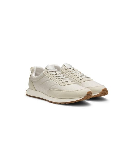 HUGO White Running-Inspired Trainers With Monogram-Jacquard Uppers for men