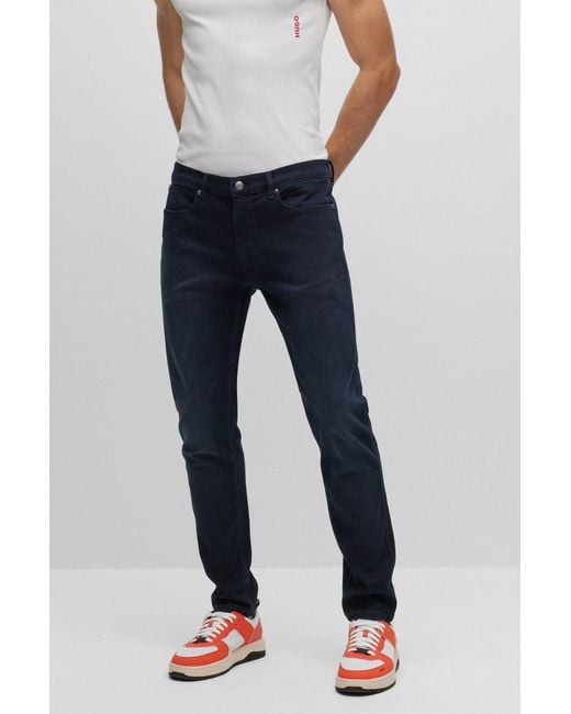 HUGO Extra-slim-fit Jeans In Blue Cashmere-touch Denim for men