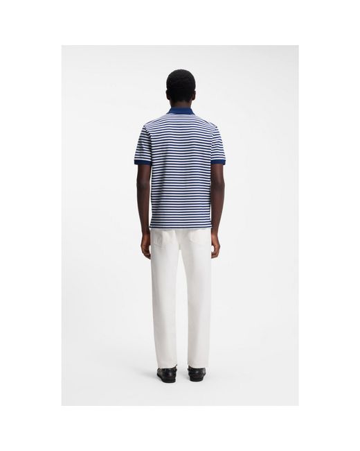 HUGO Blue Cotton-Piqué Polo Shirt With Horizontal Stripe for men