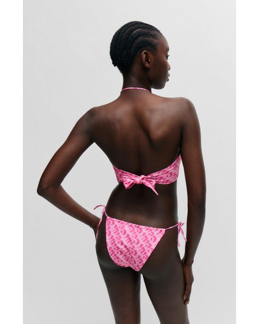 HUGO Bikinitop In Bandeaustijl Met Herhaalde Logoprint in het Pink