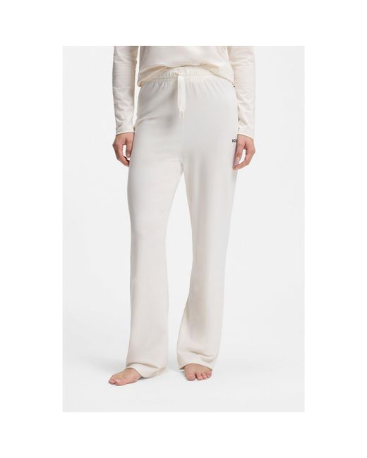 Boss White Drawstring Pyjama Bottoms