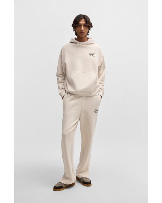 HUGO Hoodie Aus Baumwoll-Terry Mit Besticktem Artwork in White für Herren