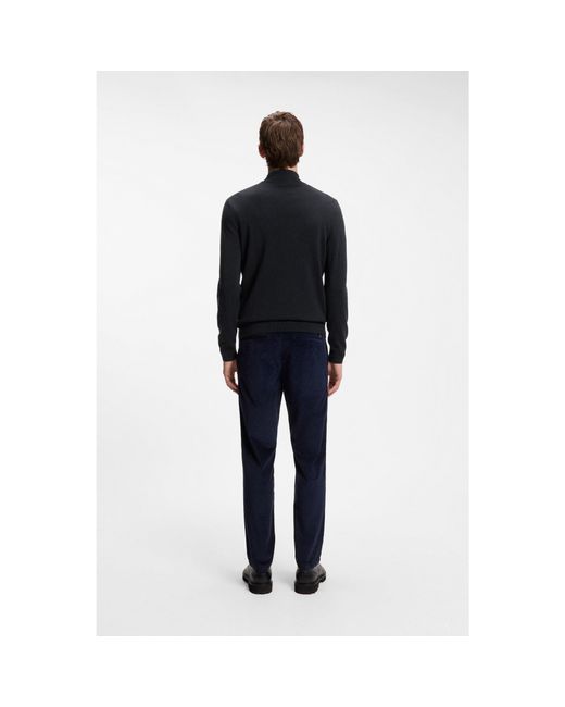 Boss Blue Zip-Neck Sweater for men