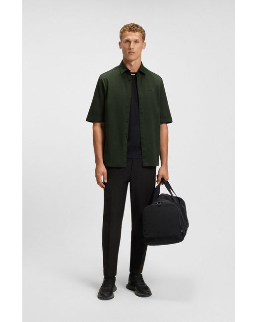 Boss Regular-Fit Hemd Aus Baumwolle Mit Mesh-Struktur in Green für Herren