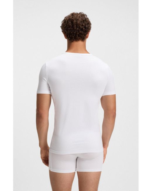 Boss Set Van Twee Ondershirts Van Stretchkatoen Met Logo in het White voor heren