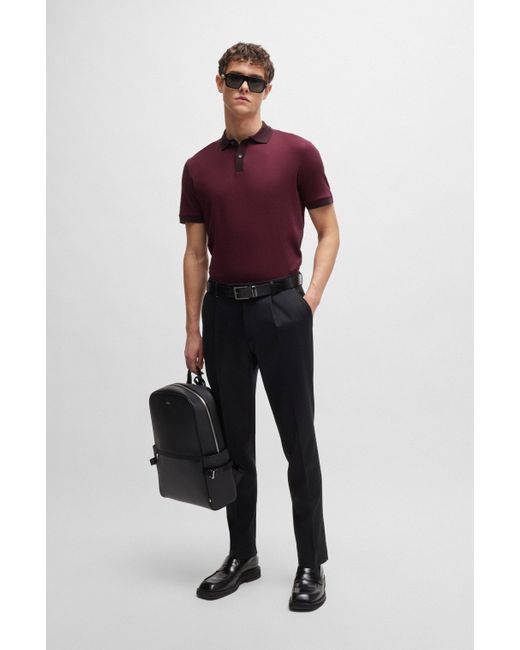 Boss Relaxed-Fit Hose aus Stretch-Gewebe mit Bundfalten in Black für Herren