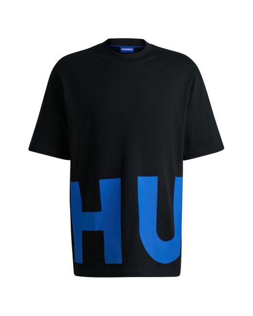 HUGO T-shirt Van Katoenen Jersey Met Doorlopend Logo in het Black voor heren