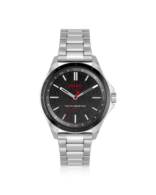HUGO Horloge Met Zwarte Wijzerplaat En Geschakelde Polsband Van Roestvrij Staal in het Black voor heren