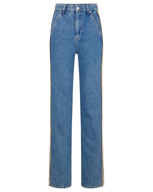 Boss Blue Regular-fit Jeans With Signature-stripe Seams