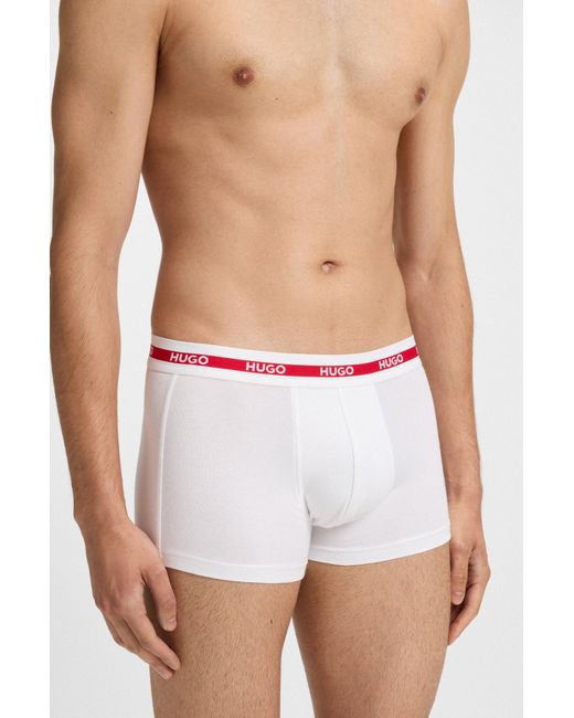 HUGO Set Van Drie Korte Boxershorts Van Stretchkatoen in het White voor heren