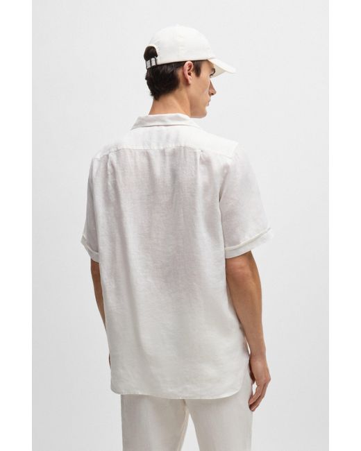 Boss Regular-Fit Hemd aus Leinen in White für Herren