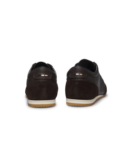 Boss Black Leather Trainers With Suede Trims for men