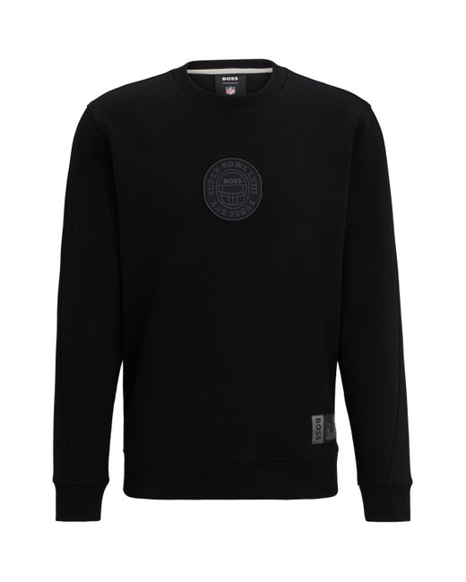 Boss X NFL Sweatshirt aus Baumwoll-Mix mit Metallic-Print in Black für Herren