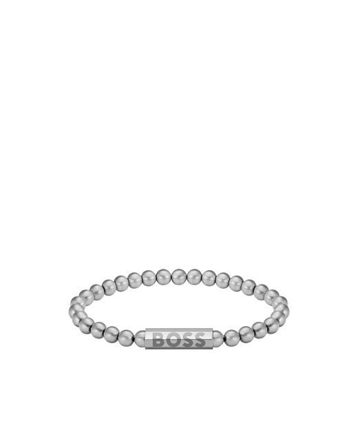 Boss White Tone Cuff With Logo Closure for men