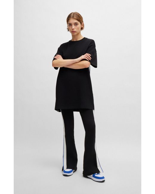 HUGO Black Ausgestellte Jogginghose aus Stretch-Baumwolle mit Logo-Tape