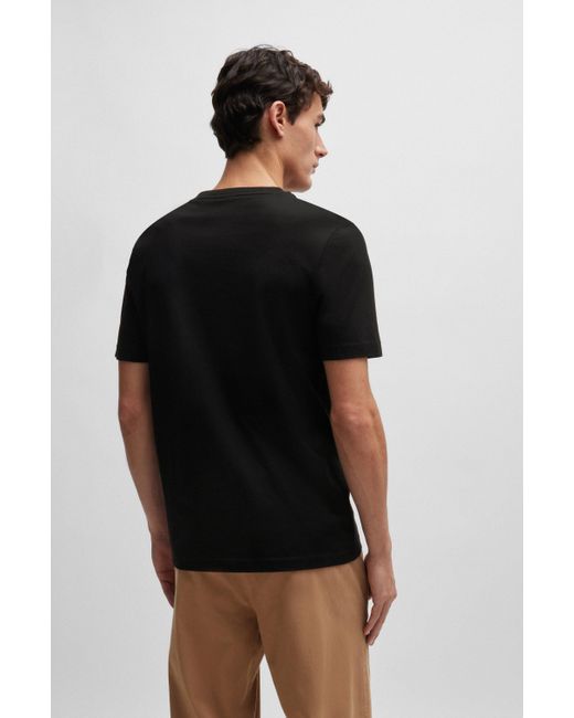 Boss Black Cotton-jersey Regular-fit T-shirt With Seasonal Artwork for men