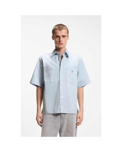HUGO Blue Oversized-Fit Shirt for men