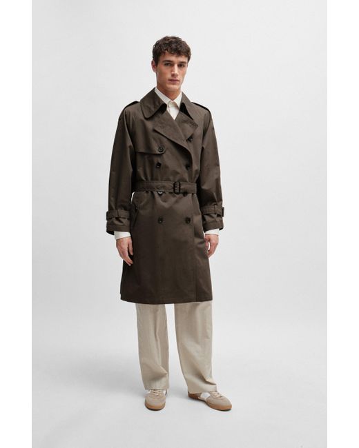 Boss Natural Double-breasted Trench Coat for men