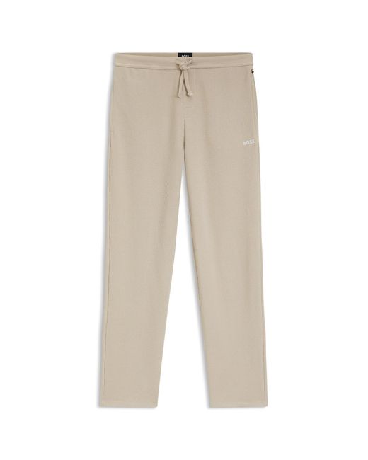 Boss Natural Cotton-Blend Pyjama Bottoms With Embroidered Logo for men