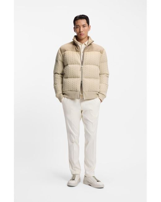 Boss Daunenjacke Aus Wolle Und Kaschmir Mit Veloursleder-Details in Natural für Herren