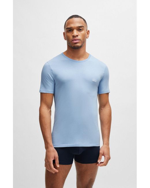 Boss Blue Three-pack Of Underwear T-shirts In Cotton Jersey for men