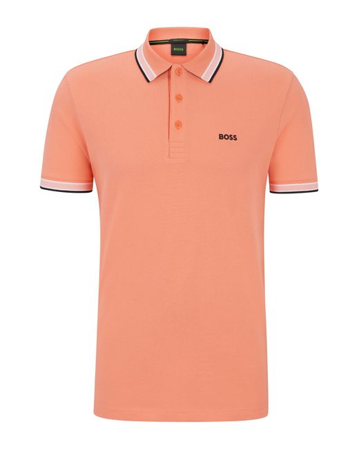 Boss Orange Cotton-piqué Polo Shirt With Contrast Logo for men
