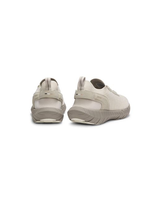 Boss White Motion Trainers With Knitted Uppers And Leather Trims for men