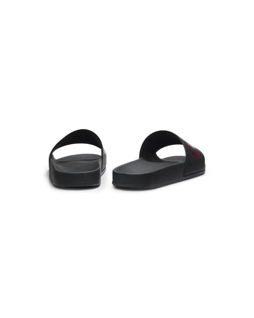 HUGO Black Italian-Made Slides With A Large Logo Strap for men