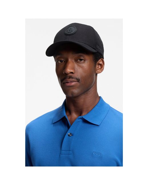 Boss Black Cotton-Canvas Cap With Double B Monogram Badge for men