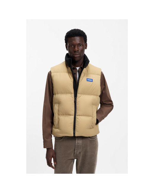 HUGO Metallic Relaxed-Fit Padded Gilet With Logo Badge for men