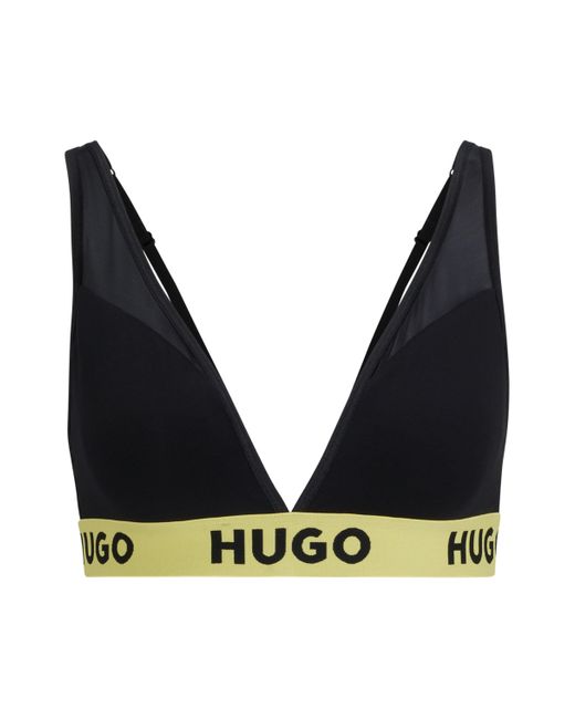 HUGO Black Stretch-modal Triangle Bra With Logo Waistband