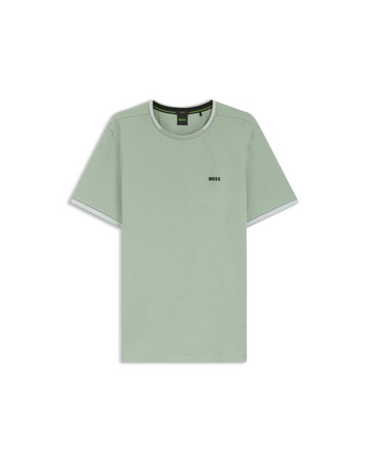 Boss Green Stretch-Cotton T-Shirt With Stripes And Logo for men