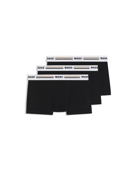 Boss Black Three-Pack Of Trunks With Logo And Stripe Waistbands for men