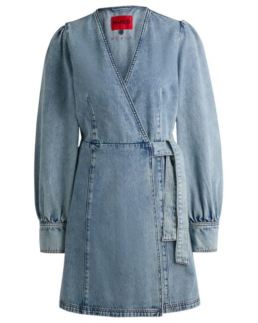 HUGO Blue Meerblaues Wickelkleid Aus Festem Denim