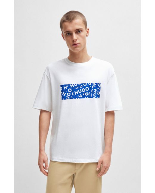 HUGO T-Shirt aus Baumwoll-Jersey mit Logo-Artwork in White für Herren