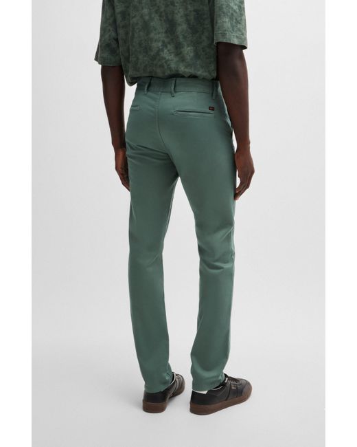 Boss Green Slim-fit Chinos In Stretch-cotton Satin for men