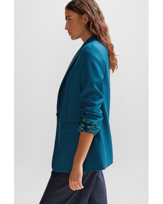 Boss Blue Regular-fit Jacket In Heavyweight Wool Twill